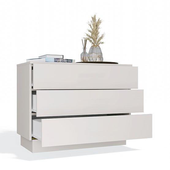 Komoda AMBER 3S Szafka 3 Szuflady Do Sypialni Salonu KAŠMÍR Beżowa