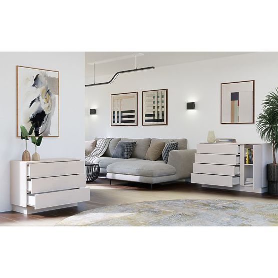 Komoda AMBER 3S Szafka 3 Szuflady Do Sypialni Salonu KAŠMÍR Beżowa