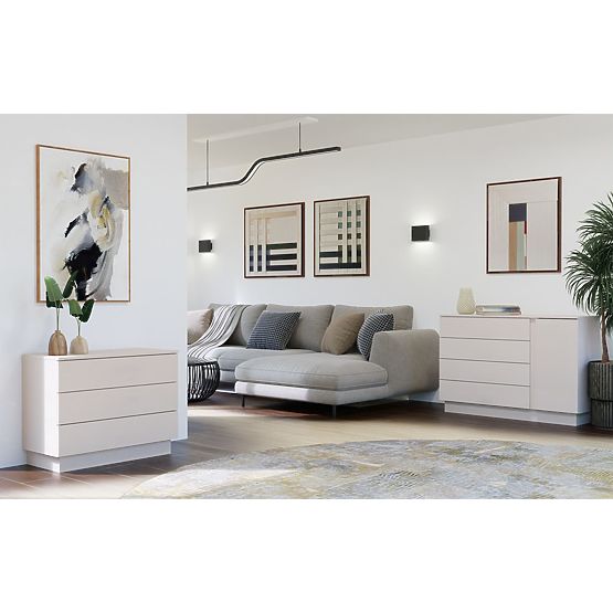 Komoda AMBER 3S Szafka 3 Szuflady Do Sypialni Salonu KAŠMÍR Beżowa