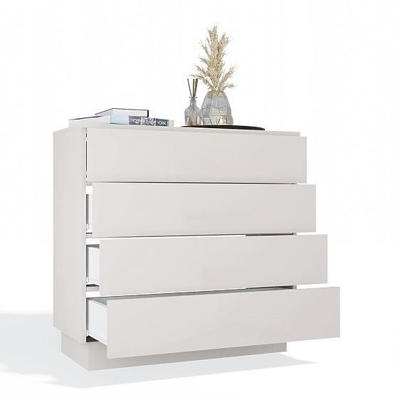 Komoda AMBER 4S Szafka 4 Szuflady Do Sypialni Salonu KAŠMÍR Beżowa