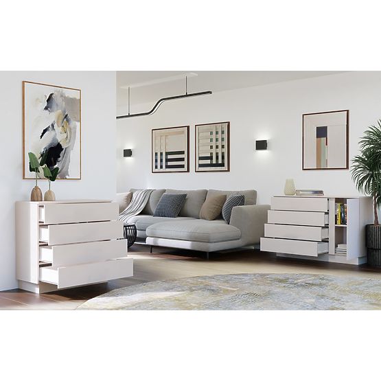 Komoda AMBER 4S Szafka 4 Szuflady Do Sypialni Salonu KAŠMÍR Beżowa