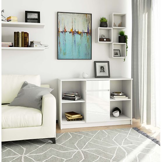 KOMODA B-17 120 cm 1 SZUFLADA 1 DRZWI PK BIAŁA / BIAŁY POŁYSK