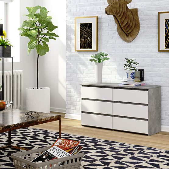 KOMODA CL100 6SZ PK BETON / BIAŁA