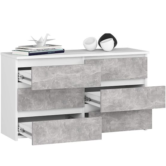KOMODA CL100 6SZ PK BIAŁA / BETON