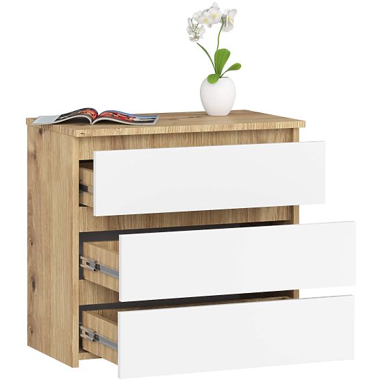 KOMODA CL3 3SZ CLP PK DĄB ARTISAN / BIAŁA