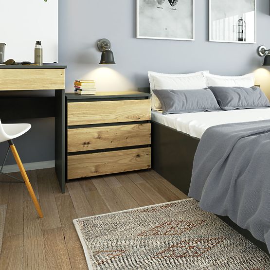 KOMODA CL3 3SZ CLP PK GRAFIT SZARY / DĄB ARTISAN