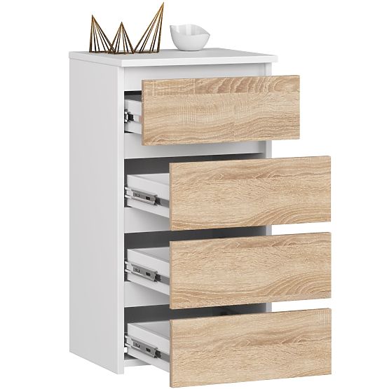 KOMODA CL4 PK BIAŁA / DĄB SONOMA