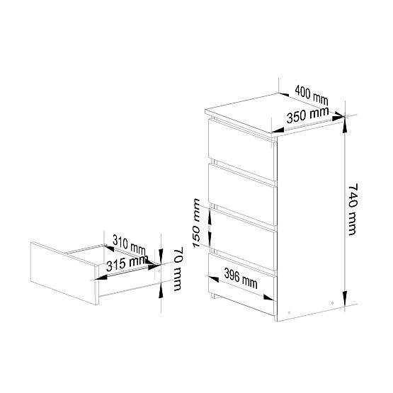 KOMODA CL4 PK BIAŁA / DĄB SONOMA