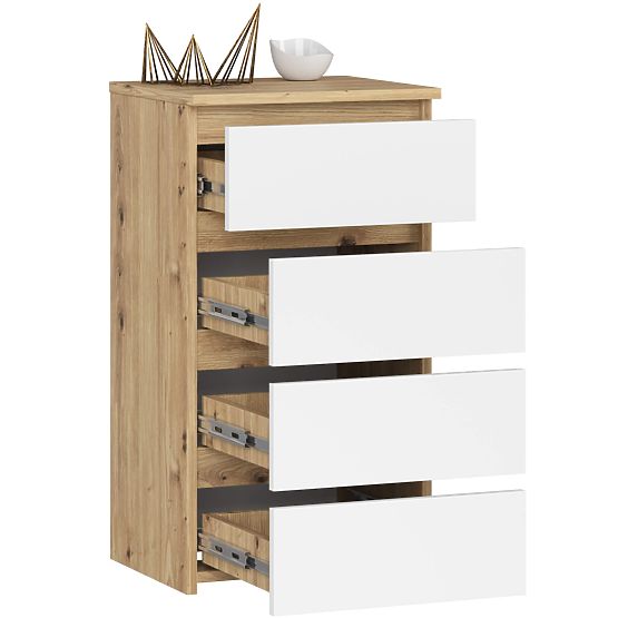 KOMODA CL4 PK DĄB ARTISAN / BIAŁA