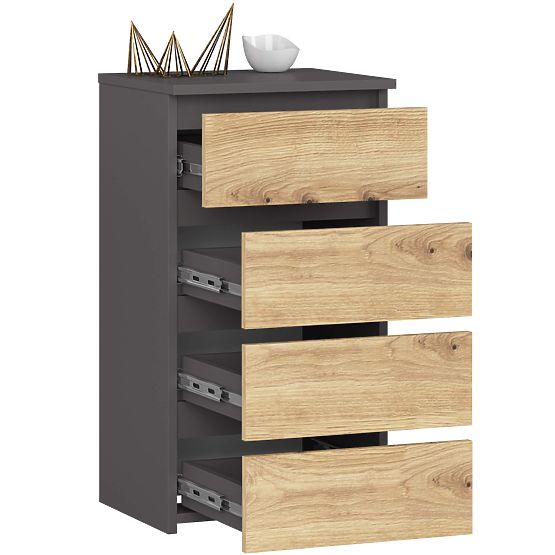 KOMODA CL4 PK GRAFIT SZARY / DĄB ARTISAN