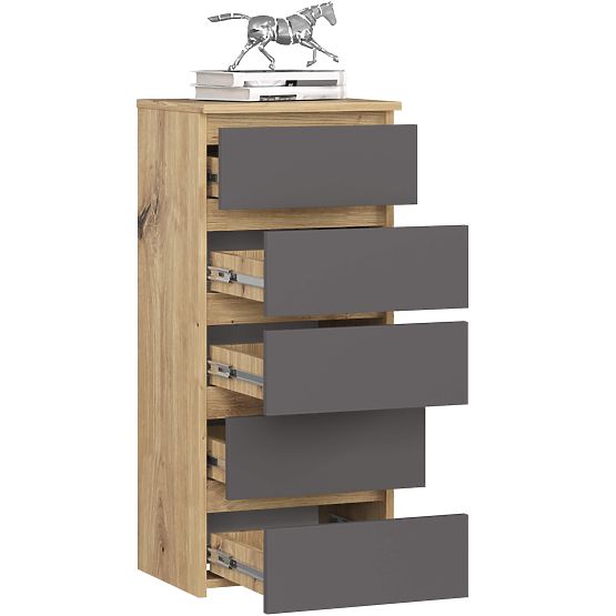 KOMODA CL5 PK DĄB ARTISAN / SZARY