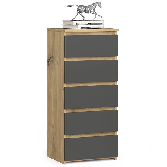 KOMODA CL5 PK DĄB ARTISAN / SZARY