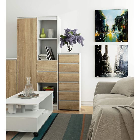 KOMODA CL6 PK BIAŁA / DĄB SONOMA