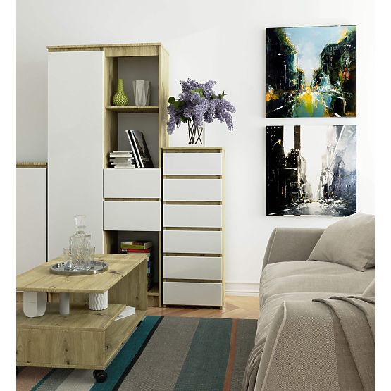 KOMODA CL6 PK DĄB ARTISAN / BIAŁA