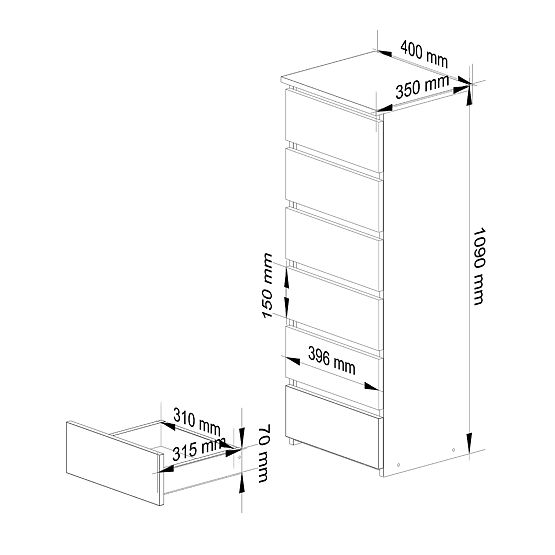 KOMODA CL6 PK DĄB ARTISAN
