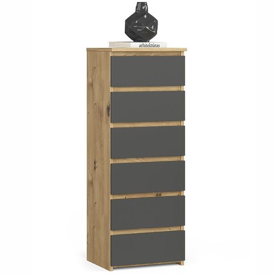 KOMODA CL6 PK DĄB ARTISAN / SZARY