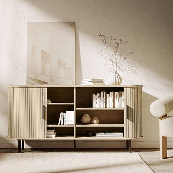 Komoda Gliss, zaokrąglona, lamele, jasny dąb