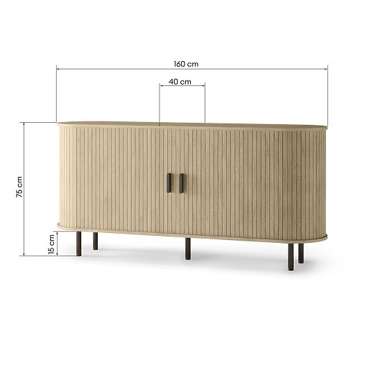 Komoda Gliss, zaokrąglona, lamele, jasny dąb