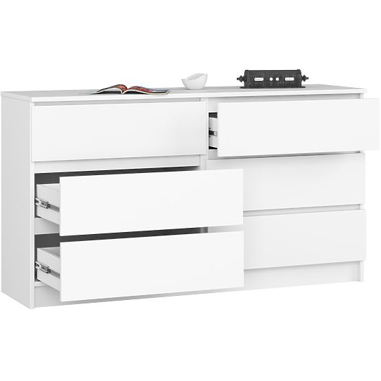 KOMODA K 140 cm 6 SZUFLAD PK BIAŁA