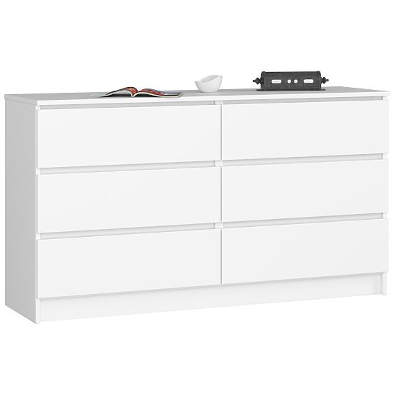 KOMODA K 140 cm 6 SZUFLAD PK BIAŁA