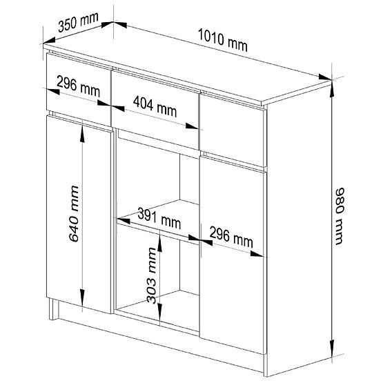KOMODA K100 2D 3SZ 1P PK DĄB SONOMA / BIAŁA