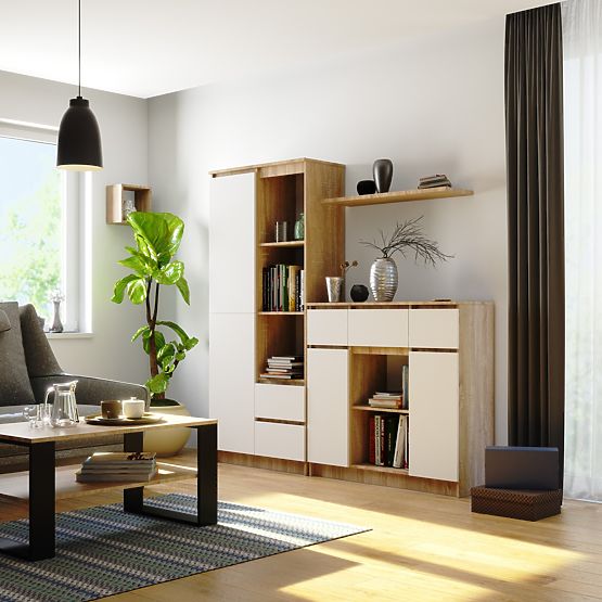 KOMODA K100 2D 3SZ 1P PK DĄB SONOMA / BIAŁA