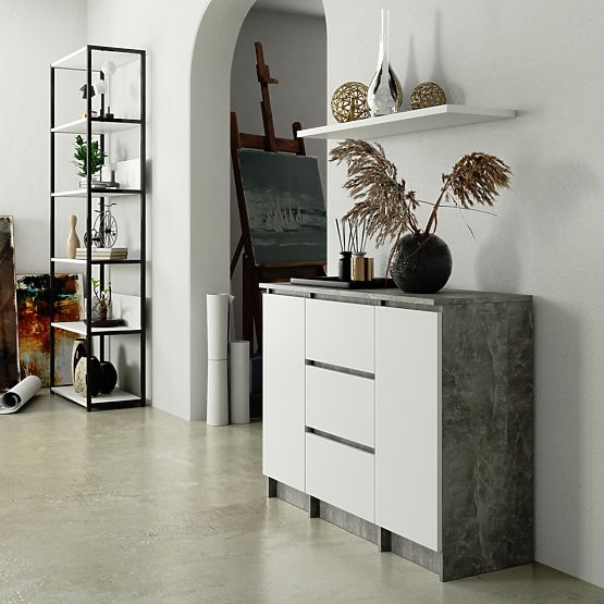 KOMODA K100 2D 3SZ PK BETON / BIAŁA