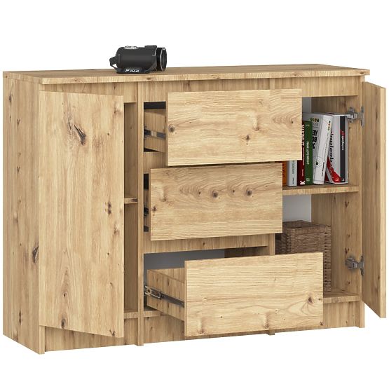 KOMODA K100 2D 3SZ PK DĄB ARTISAN