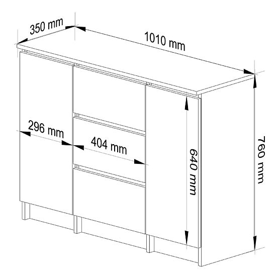 KOMODA K100 2D 3SZ PK DĄB SONOMA / BIAŁA