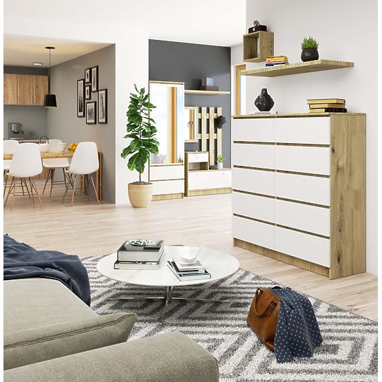 KOMODA K120 10SZ CLP PK DĄB ARTISAN / BIAŁA