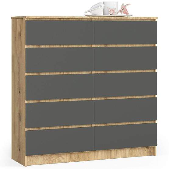 KOMODA K120 10SZ CLP PK DĄB ARTISAN / SZARY