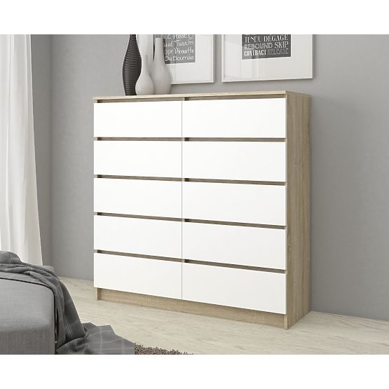 KOMODA K120 10SZ CLP PK DĄB SONOMA / BIAŁA