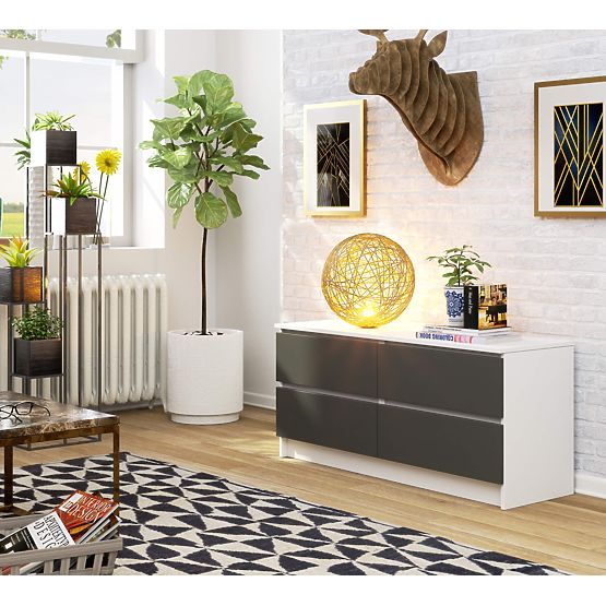 KOMODA K120 4SZ CLP PK BIAŁA / SZARA