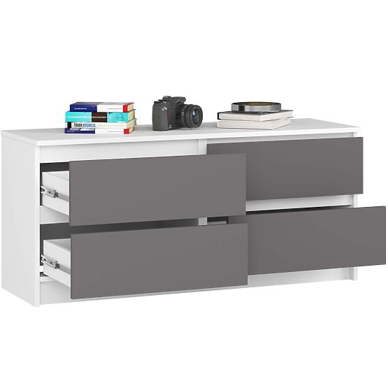 KOMODA K120 4SZ CLP PK BIAŁA / SZARA