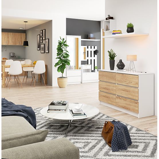 KOMODA K120 6SZ CLP PK BIAŁA / SONOMA