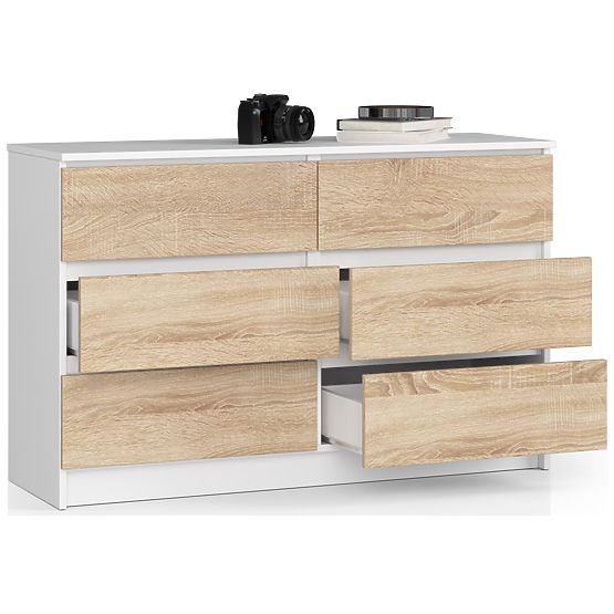 KOMODA K120 6SZ CLP PK BIAŁA / SONOMA