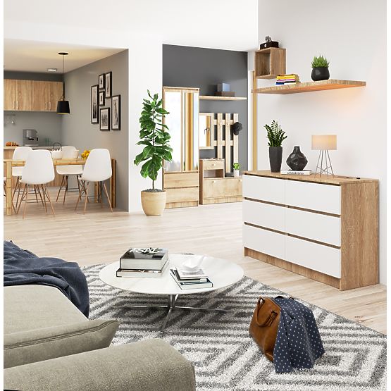 KOMODA K120 6SZ CLP PK DĄB SONOMA / BIAŁA