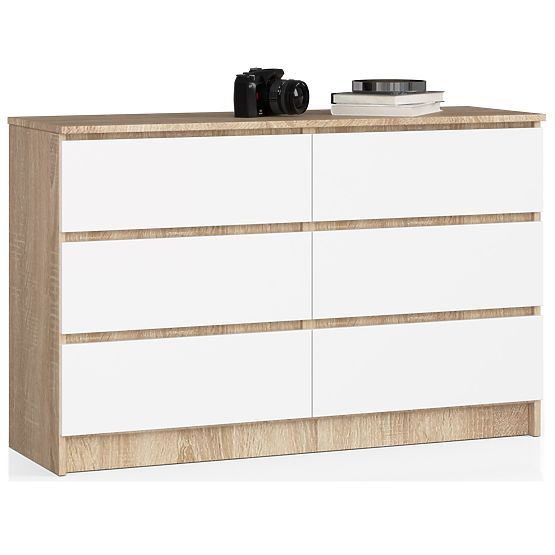 KOMODA K120 6SZ CLP PK DĄB SONOMA / BIAŁA