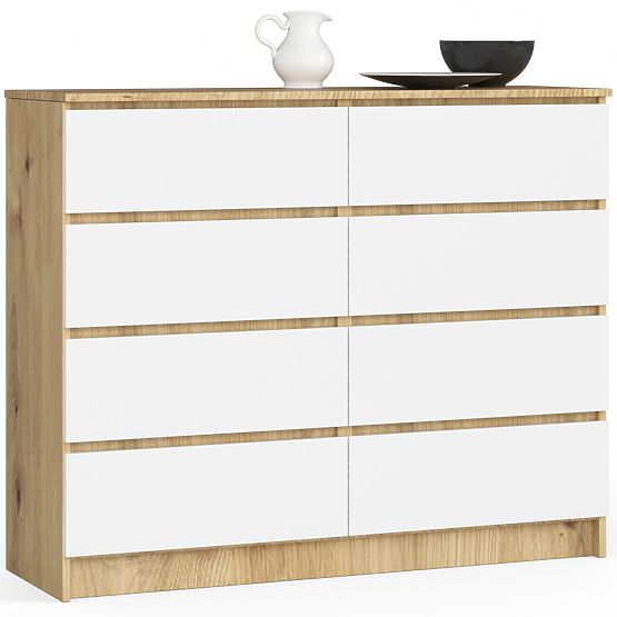 KOMODA K120 8SZ CLP PK DĄB ARTISAN / BIAŁA