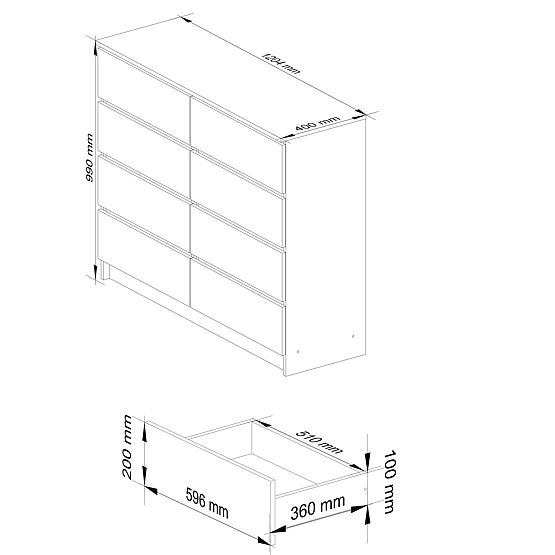 KOMODA K120 8SZ CLP PK DĄB CRAFT