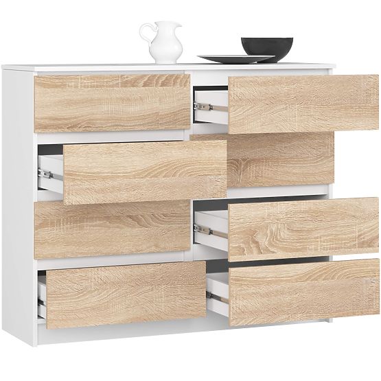KOMODA K120 8SZ PK BIAŁA / SONOMA
