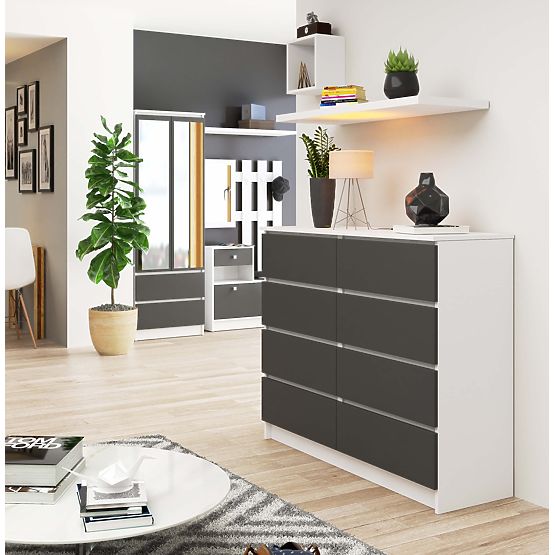 KOMODA K120 8SZ PK BIAŁA / SZARA