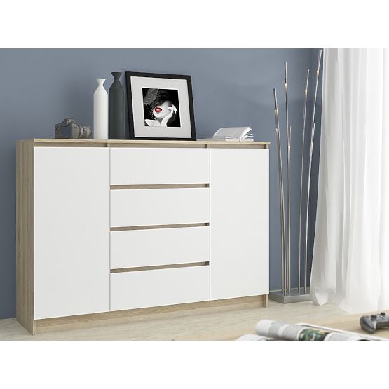 KOMODA K140 2D 4SZ CLP PK DĄB SONOMA / BIAŁA