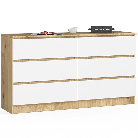 KOMODA K140 6SZ CLP DĄB ARTISAN / BIAŁA