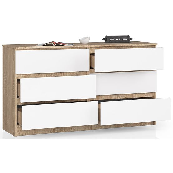 KOMODA K140 6SZ CLP DĄB SONOMA / BIAŁA