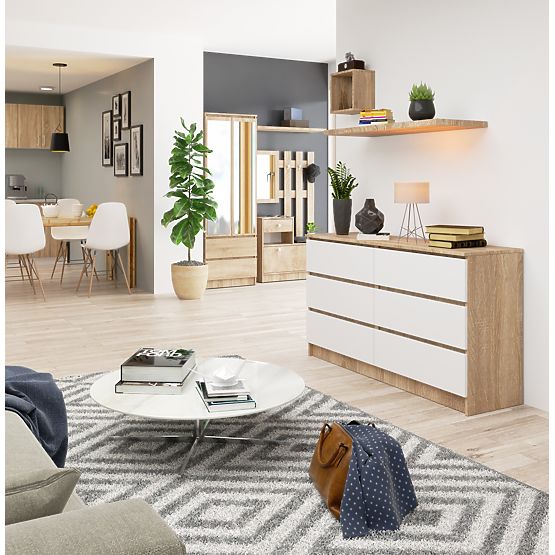 KOMODA K140 6SZ CLP DĄB SONOMA / BIAŁA