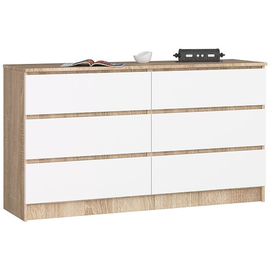 KOMODA K140 6SZ CLP DĄB SONOMA / BIAŁA