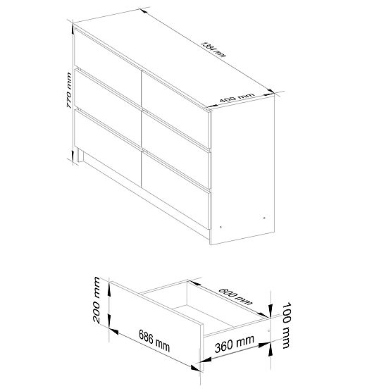 KOMODA K140 6SZ CLP PK BIAŁY POŁYSK