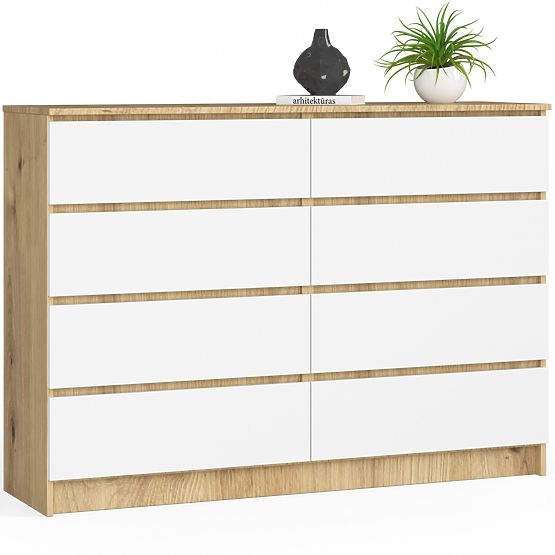 KOMODA K140 8SZ CLP DĄB ARTISAN / BIAŁA