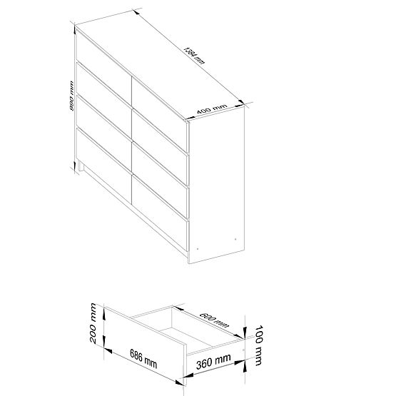 KOMODA K140 8SZ CLP PK BIAŁA / SONOMA